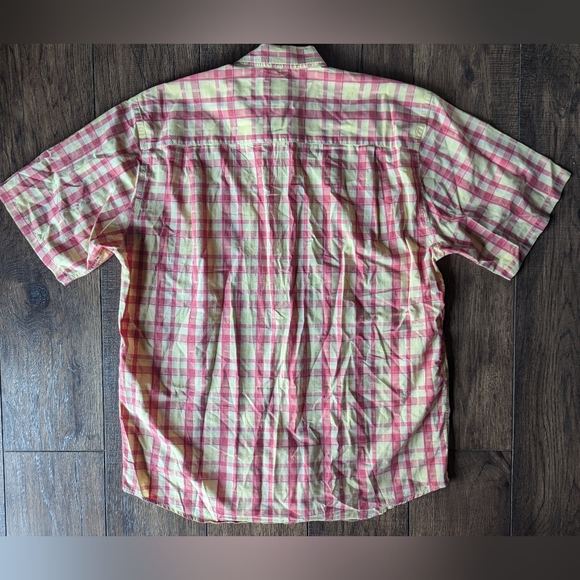 Cutter & Buck Chambray Short Sleeve Shirt Red & Yellow Plaid Mens XL 100% Cotton - Picture 11 of 16